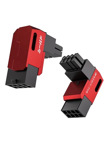 EZDIY-FAB Shield Serie 8-Pin PCIe GPU Power Adapter,90-Grad-Winkelstecker,Aluminium Design für Grafikkarten-Standard Typ,Rot-2 Pack von EZDIY-FAB