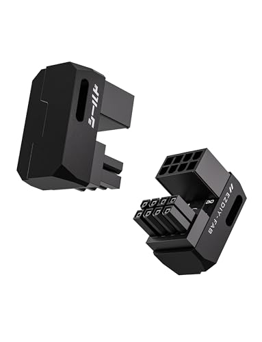 EZDIY-FAB Shield Series 8-Pin PCIe GPU Power Adapter,180-Grad-U-Turn Abgewinkelter Anschluss,Aluminium Design für Grafikkarten-Reverse Typ,Schwarz-2 Pack von EZDIY-FAB
