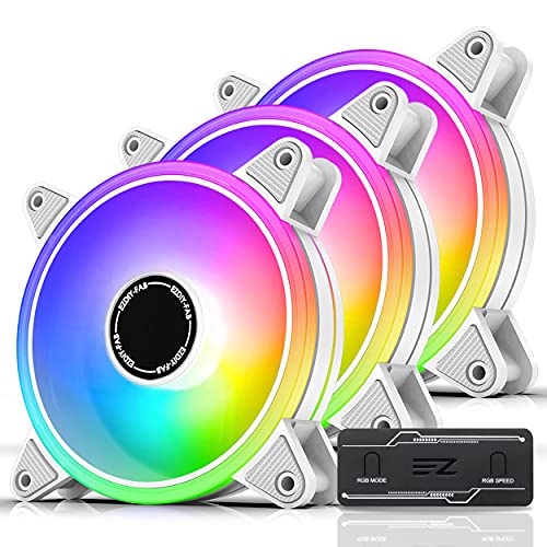 EZDIY-FAB Weiß Moonlight RGB PWM Gehäuselüfter 120mm mit PWM Lüfter Hub, Motherboard RGB Sync, ARGB Lüfter für PC Gehäuse,Multiple Light Modes-3 Pack EZDIY-FAB Weiß Moonlight RGB PWM Gehäuselüfter 120mm mit PWM Lüfter Hub, Motherboard RGB Sync, ARGB Lüfter für PC Gehäuse,Multiple Light Modes-3 Pack von EZDIY-FAB
