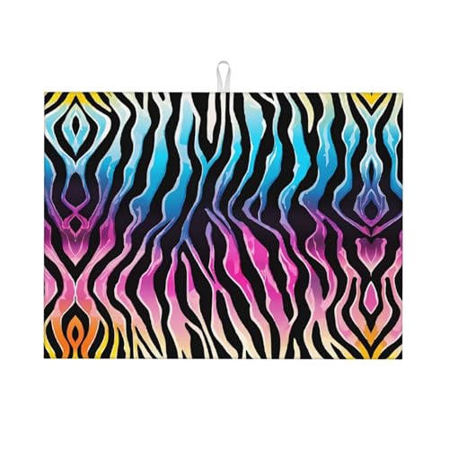 Abtropfmatte mit buntem Regenbogen-Zebradruck, saugfähig, für Küchentheke, Geschirr, Abtropfbrett, Matte für Küche, rutschfeste Tischmatte, Platzset, 45,7 x 61 cm Abtropfmatte mit buntem Regenbogen-Zebradruck, saugfähig, für Küchentheke, Geschirr, Abtropfbrett, Matte für Küche, rutschfeste Tischmatte, Platzset, 45,7 x 61 cm von EZDLOWVBA