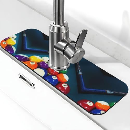 Billard-Druck-Stein-Wasserhahn-Matte für Küchenspüle, Kieselgur-saugfähige Matte, Wasserhahn-Spritzschutz für Badezimmer und Küche (38,1 x 14 cm) von EZDLOWVBA