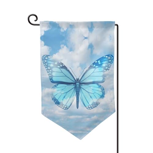 Blaue Schmetterlings- und Wolken-Druck, doppelseitige Premium-Gartenflagge, Gartenflaggen für Heimdekoration, wetterbeständig und doppelt genäht, 45,7 x 32,8 cm Blaue Schmetterlings- und Wolken-Druck, doppelseitige Premium-Gartenflagge, Gartenflaggen für Heimdekoration, wetterbeständig und doppelt genäht, 45,7 x 32,8 cm von EZDLOWVBA