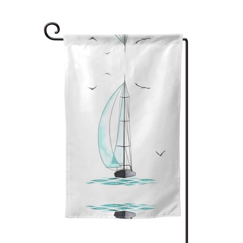 Blaue doppelseitige Premium-Gartenflagge, Gartenflaggen für Heimdekoration, wetterbeständig und doppelt genäht, 45,7 x 32,8 cm von EZDLOWVBA