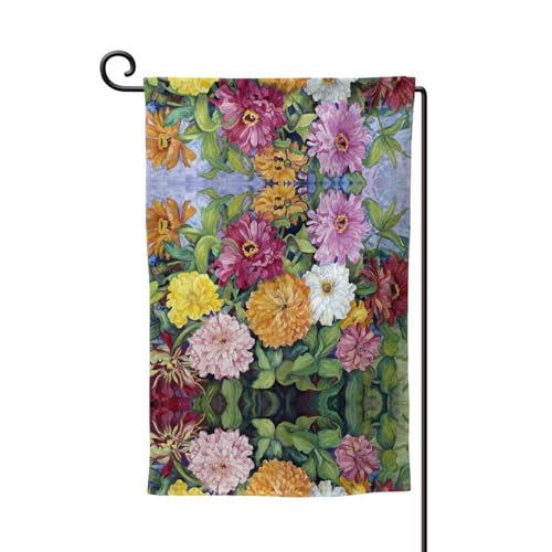 Bunte Frühlings-Sommer-Blumendruck, doppelseitige Premium-Gartenflagge, Gartenflaggen für Heimdekoration, wetterbeständig und doppelt genäht, 45,7 x 32,8 cm von EZDLOWVBA