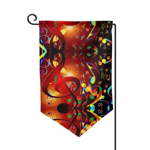 Bunte Gartenflagge mit Musikschlüssel-Druck, doppelseitig, Gartenflaggen für Heimdekoration, wetterbeständig und doppelt genäht, 45,7 x 32,8 cm von EZDLOWVBA