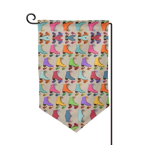 Bunte Rollschuh-Druck, doppelseitige Premium-Gartenflagge, Gartenflaggen für Heimdekoration, wetterbeständig und doppelt genäht, 45,7 x 32,8 cm Bunte Rollschuh-Druck, doppelseitige Premium-Gartenflagge, Gartenflaggen für Heimdekoration, wetterbeständig und doppelt genäht, 45,7 x 32,8 cm von EZDLOWVBA