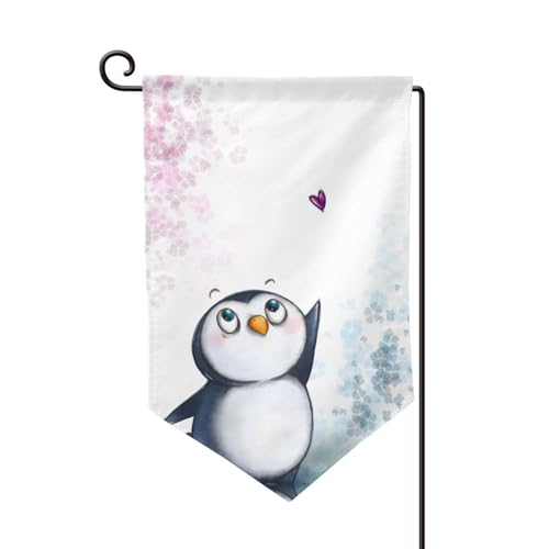 Doppelseitige Premium-Gartenflagge mit Aufschrift "I Love Penguins", Gartenflaggen für Heimdekoration, wetterbeständig und doppelt genäht, 45,7 x 32,8 cm von EZDLOWVBA