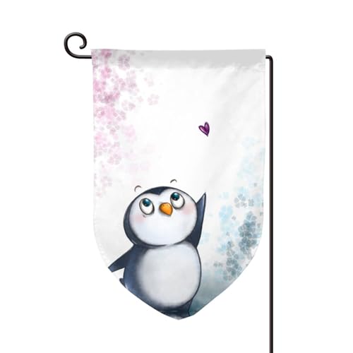 Doppelseitige Premium-Gartenflagge mit Aufschrift "I Love Penguins", Gartenflaggen für Heimdekoration, wetterbeständig und doppelt genäht, 45,7 x 32,8 cm von EZDLOWVBA