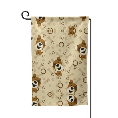 Doppelseitige Premium-Gartenflagge mit Cartoon-Hundeknochen-Druck, Gartenflaggen für Heimdekoration, wetterbeständig und doppelt genäht, 45,7 x 32,8 cm von EZDLOWVBA