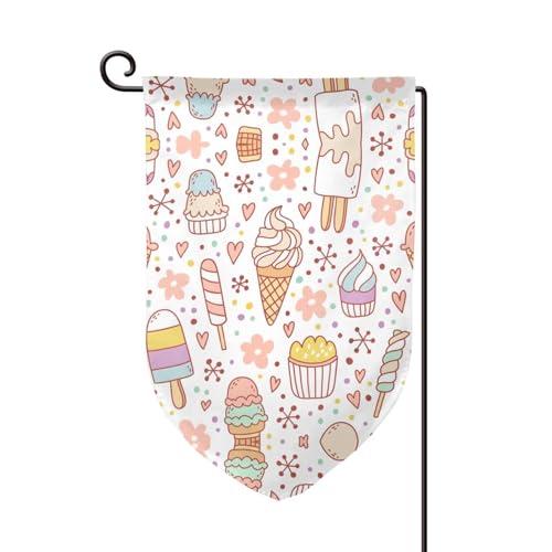 Doppelseitige Premium-Gartenflagge mit Eiscreme-Druck, Gartenflaggen für Heimdekoration, wetterbeständig und doppelt genäht, 45,7 x 32,8 cm Doppelseitige Premium-Gartenflagge mit Eiscreme-Druck, Gartenflaggen für Heimdekoration, wetterbeständig und doppelt genäht, 45,7 x 32,8 cm von EZDLOWVBA