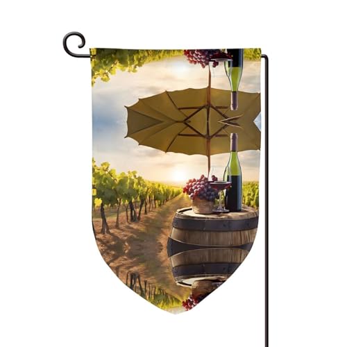 Doppelseitige Premium-Gartenflagge mit Rotwein-Druck, Gartenflaggen für Heimdekoration, wetterbeständig und doppelt genäht, 45,7 x 32,8 cm von EZDLOWVBA