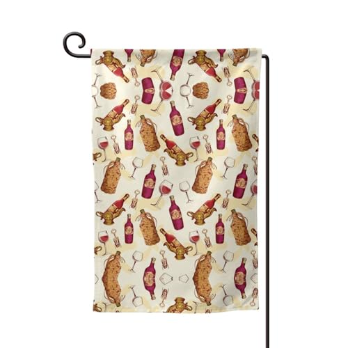 Doppelseitige Premium-Gartenflagge mit Rotwein-Druck, Gartenflaggen für Heimdekoration, wetterbeständig und doppelt genäht, 45,7 x 32,8 cm Doppelseitige Premium-Gartenflagge mit Rotwein-Druck, Gartenflaggen für Heimdekoration, wetterbeständig und doppelt genäht, 45,7 x 32,8 cm von EZDLOWVBA