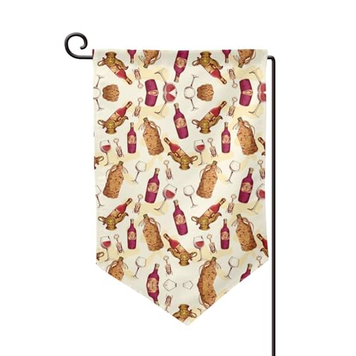 Doppelseitige Premium-Gartenflagge mit Rotwein-Druck, Gartenflaggen für Heimdekoration, wetterbeständig und doppelt genäht, 45,7 x 32,8 cm von EZDLOWVBA