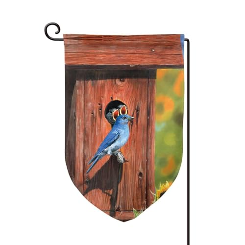 Doppelseitige Premium-Gartenflagge mit Vogel- und Sonnenblumen-Druck, Gartenflaggen für Heimdekoration, wetterbeständig und doppelt genäht, 45,7 x 32,8 cm von EZDLOWVBA