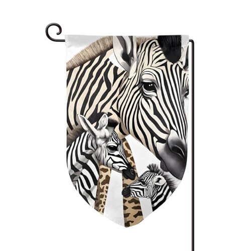 Doppelseitige Premium-Gartenflagge mit Zebra- und Giraffen-Druck, Gartenflaggen für Heimdekoration, wetterbeständig und doppelt genäht, 45,7 x 32,8 cm Doppelseitige Premium-Gartenflagge mit Zebra- und Giraffen-Druck, Gartenflaggen für Heimdekoration, wetterbeständig und doppelt genäht, 45,7 x 32,8 cm von EZDLOWVBA
