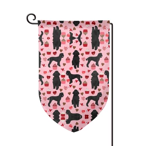 Doppelseitige Premium-Gartenflagge mit rosa Pudeln, Gartenflaggen für Heimdekoration, wetterbeständig und doppelt genäht, 45,7 x 32,8 cm von EZDLOWVBA