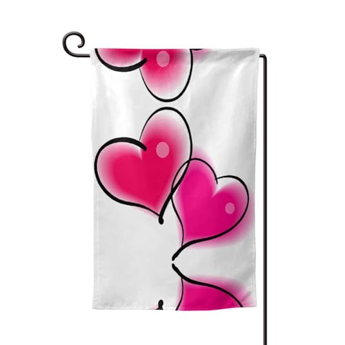 Doppelseitige Premium-Gartenflagge mit rotem Herzdruck, Gartenflaggen für Heimdekoration, wetterbeständig und doppelt genäht, 45,7 x 32,8 cm Doppelseitige Premium-Gartenflagge mit rotem Herzdruck, Gartenflaggen für Heimdekoration, wetterbeständig und doppelt genäht, 45,7 x 32,8 cm von EZDLOWVBA