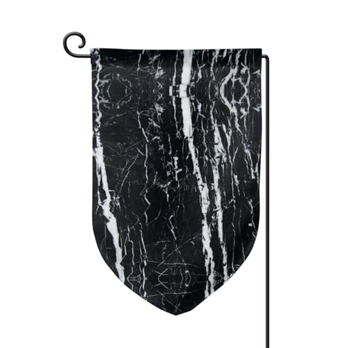Doppelseitige Premium-Gartenflagge mit schwarz-weißem Marmor-Druck, Gartenflaggen für Heimdekoration, wetterbeständig und doppelt genäht, 45,7 x 32,8 cm von EZDLOWVBA