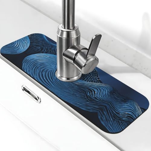 EZDLOWVBA Abstrakter polygonaler Weltraum-Druck, Stein-Wasserhahn-Matte für Küchenspüle, Kieselgur-saugfähige Matte, Wasserhahn-Spritzschutz für Badezimmer und Küche (38,1 x 14 cm) von EZDLOWVBA