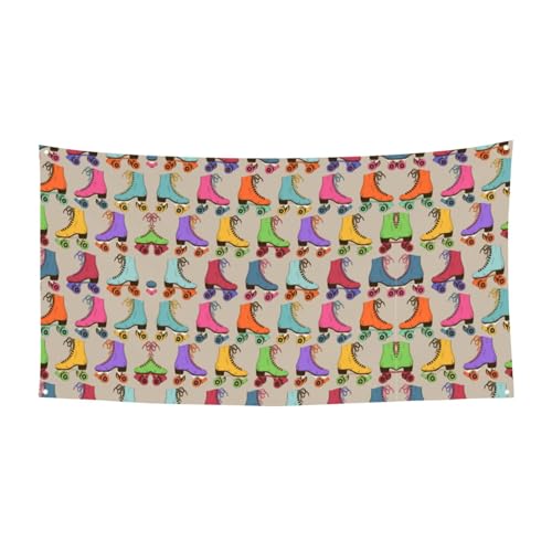 EZDLOWVBA Bunte Rollschuh-Flagge, 4 Ösen, Ösen an jeder Ecke, Polyester-Banner, lustige Flaggen, 90 x 180 cm von EZDLOWVBA