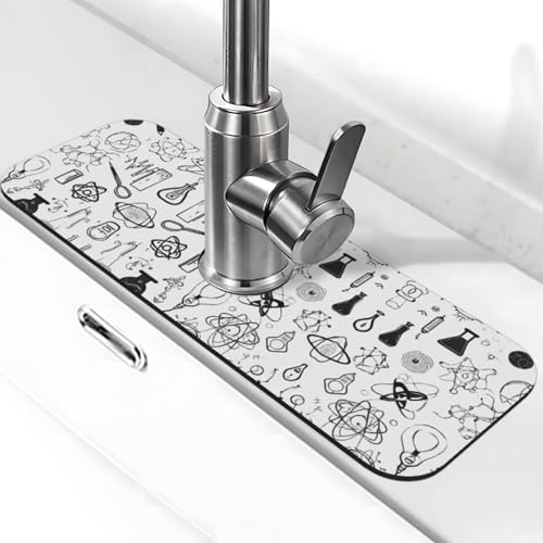 EZDLOWVBA Chemie-Druck-Stein-Wasserhahn-Matte für Küchenspüle, Kieselgur-saugfähige Matte, Wasserhahn-Spritzschutz für Badezimmer und Küche (38,1 x 14 cm) von EZDLOWVBA