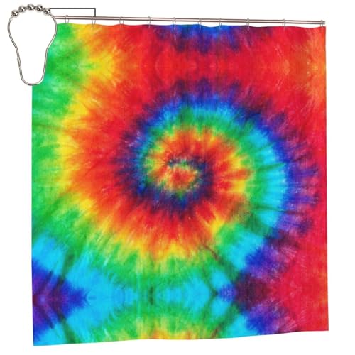 EZDLOWVBA Duschvorhang, Batik-Design, Hippie-Druck, 183 x 183 cm, schimmelresistent, Polyestergewebe, Badvorhang mit 12 Haken, waschbar, schnelltrocknend EZDLOWVBA Duschvorhang, Batik-Design, Hippie-Druck, 183 x 183 cm, schimmelresistent, Polyestergewebe, Badvorhang mit 12 Haken, waschbar, schnelltrocknend von EZDLOWVBA
