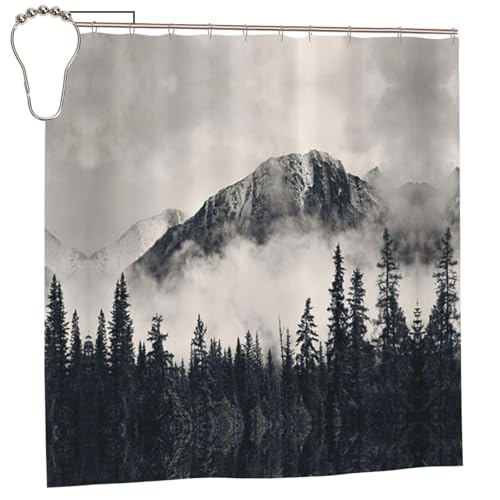 EZDLOWVBA Duschvorhang, Motiv: kanadische Bergklippe, 183 x 183 cm, schimmelresistent, Polyestergewebe, Badvorhang mit 12 Haken, waschbar, schnelltrocknend EZDLOWVBA Duschvorhang, Motiv: kanadische Bergklippe, 183 x 183 cm, schimmelresistent, Polyestergewebe, Badvorhang mit 12 Haken, waschbar, schnelltrocknend von EZDLOWVBA