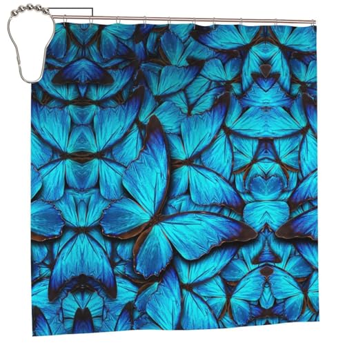 EZDLOWVBA Duschvorhang, Motiv: viele blaue Schmetterlinge, 183 x 183 cm, schimmelresistent, Polyester-Stoff, Badvorhang mit 12 Haken, waschbar, schnelltrocknend EZDLOWVBA Duschvorhang, Motiv: viele blaue Schmetterlinge, 183 x 183 cm, schimmelresistent, Polyester-Stoff, Badvorhang mit 12 Haken, waschbar, schnelltrocknend von EZDLOWVBA