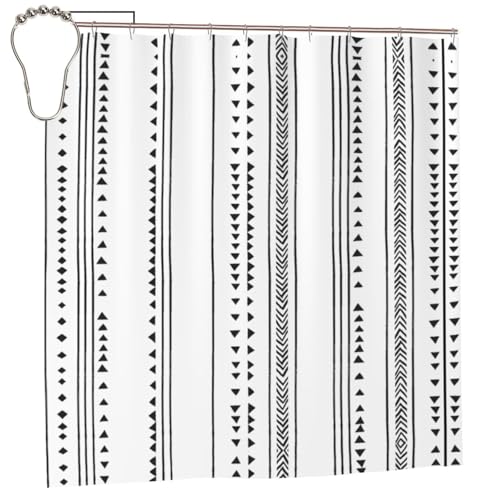 EZDLOWVBA Duschvorhang, dreieckig, gestreift, Bohemian-Muster, 183 x 183 cm, schimmelresistent, Polyester, Badvorhang mit 12 Haken, waschbar, schnelltrocknend EZDLOWVBA Duschvorhang, dreieckig, gestreift, Bohemian-Muster, 183 x 183 cm, schimmelresistent, Polyester, Badvorhang mit 12 Haken, waschbar, schnelltrocknend von EZDLOWVBA
