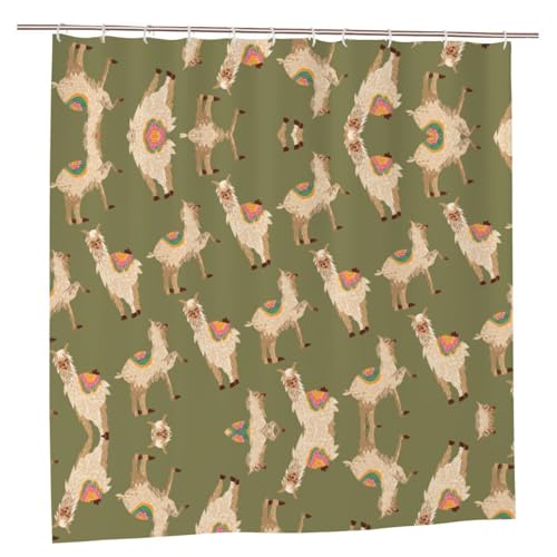 EZDLOWVBA Duschvorhang mit Alpaka-Druck, 183,9 x 183,9 cm, schimmelresistent, Polyestergewebe, Badvorhang mit 12 Haken, waschbar, schnelltrocknend EZDLOWVBA Duschvorhang mit Alpaka-Druck, 183,9 x 183,9 cm, schimmelresistent, Polyestergewebe, Badvorhang mit 12 Haken, waschbar, schnelltrocknend von EZDLOWVBA