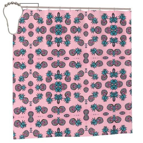 EZDLOWVBA Duschvorhang mit Ananas-Druck, 183 x 183 cm, schimmelresistent, Polyester, Badvorhang mit 12 Haken, waschbar, schnelltrocknend EZDLOWVBA Duschvorhang mit Ananas-Druck, 183 x 183 cm, schimmelresistent, Polyester, Badvorhang mit 12 Haken, waschbar, schnelltrocknend von EZDLOWVBA