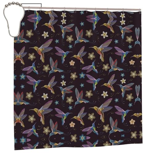 EZDLOWVBA Duschvorhang mit Blumen-Kolibri-Stickerei, 183 x 183 cm, schimmelresistent, Polyester-Stoff, Badvorhang mit 12 Haken, waschbar, schnelltrocknend EZDLOWVBA Duschvorhang mit Blumen-Kolibri-Stickerei, 183 x 183 cm, schimmelresistent, Polyester-Stoff, Badvorhang mit 12 Haken, waschbar, schnelltrocknend von EZDLOWVBA