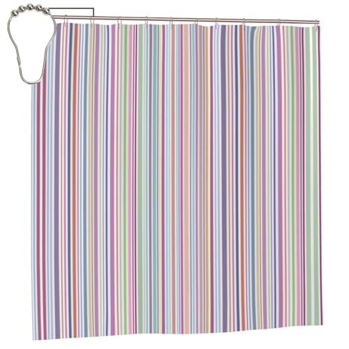 EZDLOWVBA Duschvorhang mit Farbstreifen-Druck, 183 x 183 cm, schimmelresistent, Polyestergewebe, Badvorhang mit 12 Haken, waschbar, schnelltrocknend EZDLOWVBA Duschvorhang mit Farbstreifen-Druck, 183 x 183 cm, schimmelresistent, Polyestergewebe, Badvorhang mit 12 Haken, waschbar, schnelltrocknend von EZDLOWVBA