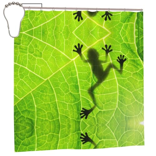 EZDLOWVBA Duschvorhang mit Froschblättern, 183 x 183 cm, schimmelresistent, Polyester, Badvorhang mit 12 Haken, waschbar, schnelltrocknend von EZDLOWVBA
