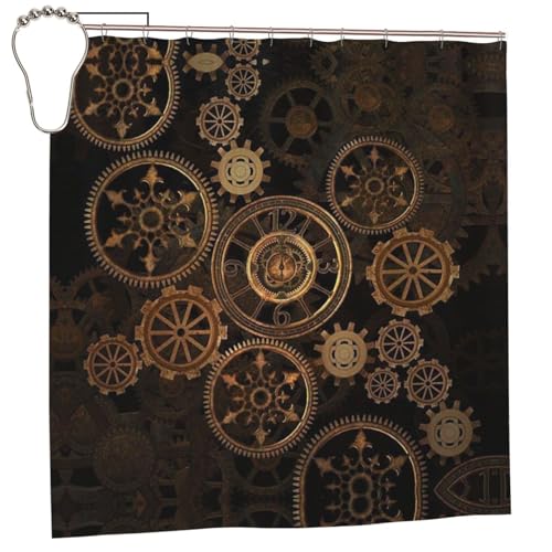 EZDLOWVBA Duschvorhang mit Ganguhr, Bronze, Jahrhundertdruck, 183 x 183 cm, schimmelresistent, Polyestergewebe, Badvorhang mit 12 Haken, waschbar, schnelltrocknend EZDLOWVBA Duschvorhang mit Ganguhr, Bronze, Jahrhundertdruck, 183 x 183 cm, schimmelresistent, Polyestergewebe, Badvorhang mit 12 Haken, waschbar, schnelltrocknend von EZDLOWVBA