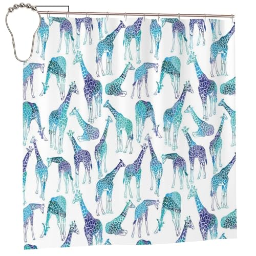 EZDLOWVBA Duschvorhang mit Giraffenmuster, 183 x 183 cm, schimmelresistent, Polyestergewebe, Badvorhang mit 12 Haken, waschbar, schnelltrocknend EZDLOWVBA Duschvorhang mit Giraffenmuster, 183 x 183 cm, schimmelresistent, Polyestergewebe, Badvorhang mit 12 Haken, waschbar, schnelltrocknend von EZDLOWVBA