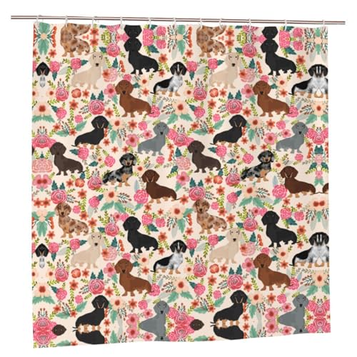 EZDLOWVBA Duschvorhang mit Hunde-Blumendruck, 183,9 x 183,9 cm, schimmelresistent, Polyestergewebe, Badvorhang mit 12 Haken, waschbar, schnelltrocknend EZDLOWVBA Duschvorhang mit Hunde-Blumendruck, 183,9 x 183,9 cm, schimmelresistent, Polyestergewebe, Badvorhang mit 12 Haken, waschbar, schnelltrocknend von EZDLOWVBA