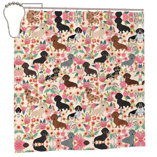 EZDLOWVBA Duschvorhang mit Hunde-Blumendruck, 183,9 x 183,9 cm, schimmelresistent, Polyestergewebe, Badvorhang mit 12 Haken, waschbar, schnelltrocknend EZDLOWVBA Duschvorhang mit Hunde-Blumendruck, 183,9 x 183,9 cm, schimmelresistent, Polyestergewebe, Badvorhang mit 12 Haken, waschbar, schnelltrocknend von EZDLOWVBA