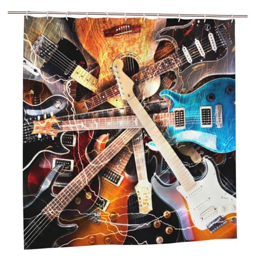 EZDLOWVBA Duschvorhang mit Musikgitarre, 183 x 183 cm, schimmelresistent, Polyester-Stoff, Badvorhang mit 12 Haken, waschbar, schnelltrocknend EZDLOWVBA Duschvorhang mit Musikgitarre, 183 x 183 cm, schimmelresistent, Polyester-Stoff, Badvorhang mit 12 Haken, waschbar, schnelltrocknend von EZDLOWVBA