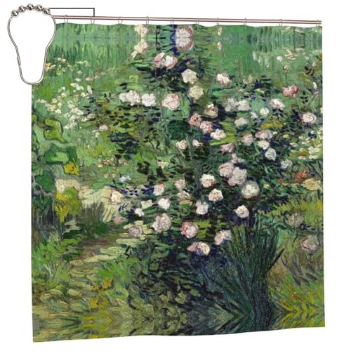 EZDLOWVBA Duschvorhang mit Rosen-Druck, 183 x 183 cm, schimmelresistent, Polyestergewebe, Badvorhang mit 12 Haken, waschbar, schnelltrocknend EZDLOWVBA Duschvorhang mit Rosen-Druck, 183 x 183 cm, schimmelresistent, Polyestergewebe, Badvorhang mit 12 Haken, waschbar, schnelltrocknend von EZDLOWVBA