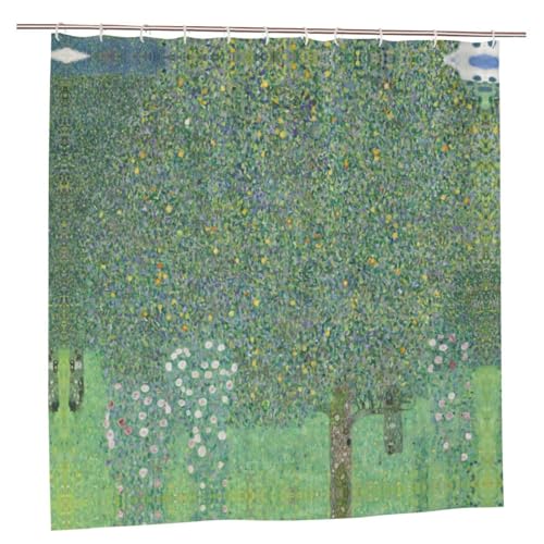 EZDLOWVBA Duschvorhang mit Rosensträuchern unter Bäumen, 183,9 x 183,9 cm, schimmelresistent, Polyester-Stoff, Badvorhang mit 12 Haken, waschbar, schnelltrocknend EZDLOWVBA Duschvorhang mit Rosensträuchern unter Bäumen, 183,9 x 183,9 cm, schimmelresistent, Polyester-Stoff, Badvorhang mit 12 Haken, waschbar, schnelltrocknend von EZDLOWVBA