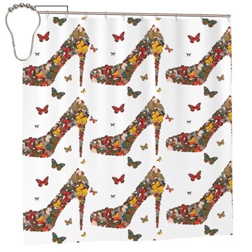 EZDLOWVBA Duschvorhang mit Schmetterlingsmotiv, 183 x 183 cm, schimmelresistent, Polyester, Badvorhang mit 12 Haken, waschbar, schnelltrocknend EZDLOWVBA Duschvorhang mit Schmetterlingsmotiv, 183 x 183 cm, schimmelresistent, Polyester, Badvorhang mit 12 Haken, waschbar, schnelltrocknend von EZDLOWVBA