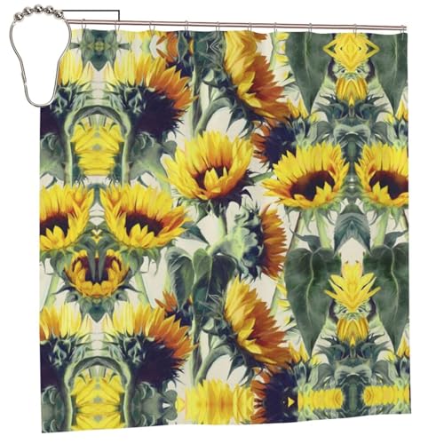 EZDLOWVBA Duschvorhang mit Sonnenblumen-Druck, 183 x 183 cm, schimmelresistent, Polyestergewebe, Badvorhang mit 12 Haken, waschbar, schnelltrocknend EZDLOWVBA Duschvorhang mit Sonnenblumen-Druck, 183 x 183 cm, schimmelresistent, Polyestergewebe, Badvorhang mit 12 Haken, waschbar, schnelltrocknend von EZDLOWVBA