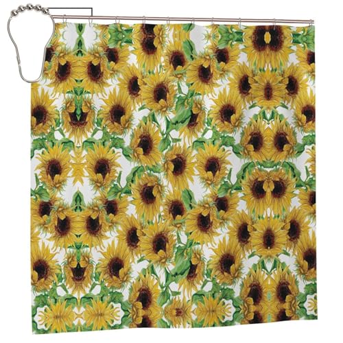 EZDLOWVBA Duschvorhang mit Sonnenblumen-Druck, 183 x 183 cm, schimmelresistent, Polyestergewebe, Badvorhang mit 12 Haken, waschbar, schnelltrocknend EZDLOWVBA Duschvorhang mit Sonnenblumen-Druck, 183 x 183 cm, schimmelresistent, Polyestergewebe, Badvorhang mit 12 Haken, waschbar, schnelltrocknend von EZDLOWVBA