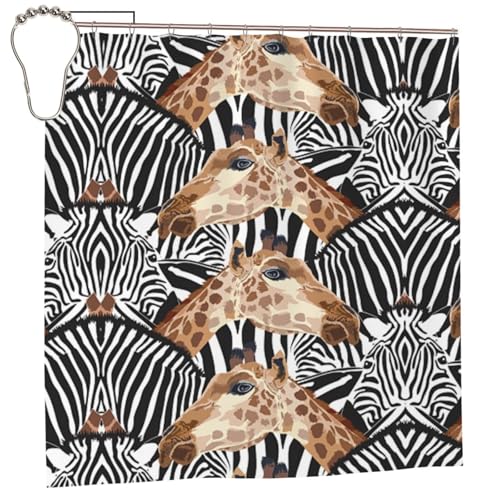 EZDLOWVBA Duschvorhang mit Zebra- und Giraffen-Druck, 183 x 183 cm, schimmelresistent, Polyester-Stoff, Badvorhang mit 12 Haken, waschbar, schnelltrocknend EZDLOWVBA Duschvorhang mit Zebra- und Giraffen-Druck, 183 x 183 cm, schimmelresistent, Polyester-Stoff, Badvorhang mit 12 Haken, waschbar, schnelltrocknend von EZDLOWVBA