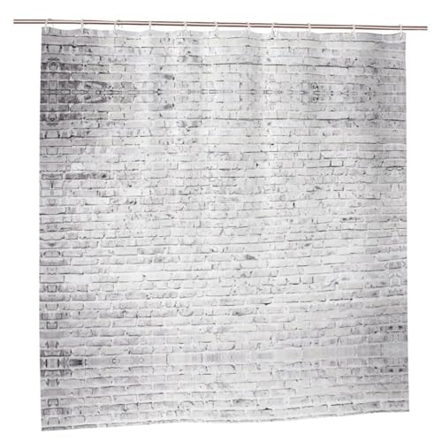 EZDLOWVBA Duschvorhang mit Ziegelstein-Motiv, 183 x 183 cm, schimmelresistent, Polyestergewebe, Badvorhang mit 12 Haken, waschbar, schnelltrocknend von EZDLOWVBA