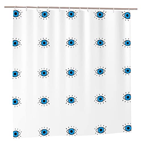 EZDLOWVBA Duschvorhang mit bösen Blicken, 183,9 x 183,9 cm, schimmelresistent, Polyestergewebe, Badvorhang mit 12 Haken, waschbar, schnelltrocknend von EZDLOWVBA