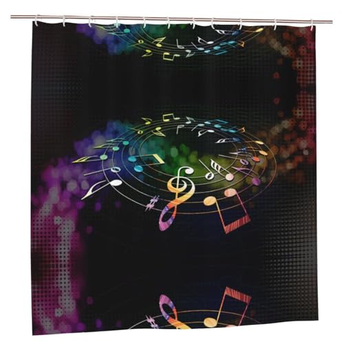 EZDLOWVBA Duschvorhang mit buntem Musiknoten-Druck, 183 x 183 cm, schimmelresistent, Polyestergewebe, Badvorhang mit 12 Haken, waschbar, schnelltrocknend EZDLOWVBA Duschvorhang mit buntem Musiknoten-Druck, 183 x 183 cm, schimmelresistent, Polyestergewebe, Badvorhang mit 12 Haken, waschbar, schnelltrocknend von EZDLOWVBA