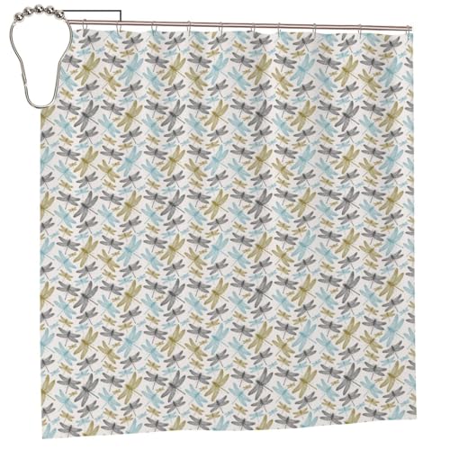 EZDLOWVBA Duschvorhang mit einfachem Libellen-Druck, 183 x 183 cm, schimmelresistent, Polyestergewebe, Badvorhang mit 12 Haken, waschbar, schnelltrocknend EZDLOWVBA Duschvorhang mit einfachem Libellen-Druck, 183 x 183 cm, schimmelresistent, Polyestergewebe, Badvorhang mit 12 Haken, waschbar, schnelltrocknend von EZDLOWVBA