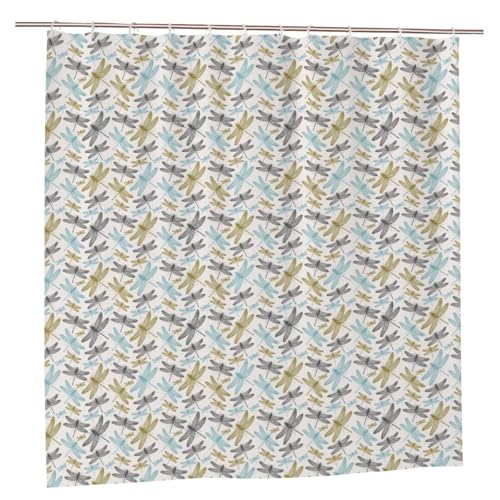 EZDLOWVBA Duschvorhang mit einfachem Libellen-Druck, 183 x 183 cm, schimmelresistent, Polyestergewebe, Badvorhang mit 12 Haken, waschbar, schnelltrocknend EZDLOWVBA Duschvorhang mit einfachem Libellen-Druck, 183 x 183 cm, schimmelresistent, Polyestergewebe, Badvorhang mit 12 Haken, waschbar, schnelltrocknend von EZDLOWVBA